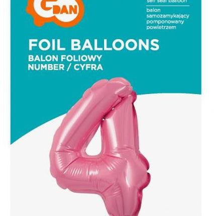 Rózsaszín 4-es Pink szám fólia lufi tortára 13 cm