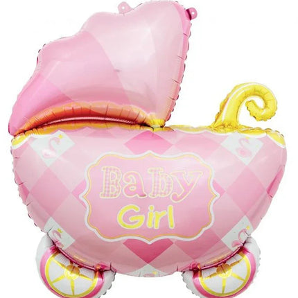 Rózsaszín babakocsi Carriage Pink fólia lufi 60 cm