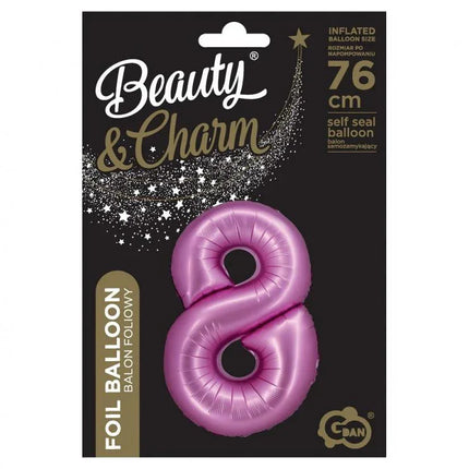 Rózsaszín Satin Pink 8-as szám fólia lufi 76 cm