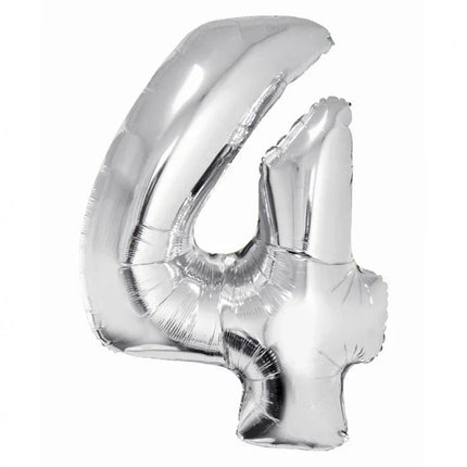 Ezüst 4-es Silver szám fólia lufi 76 cm