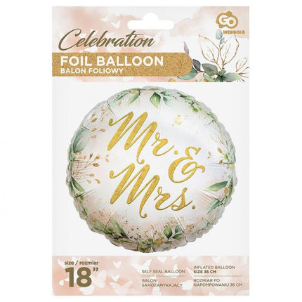 Esküvő Mr & Mrs fólia lufi 36 cm