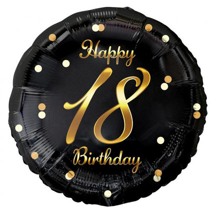 Happy Birthday 18 B&C Gold fólia lufi 36 cm