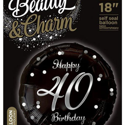 Happy Birthday 40 B&C Silver fólia lufi 36 cm