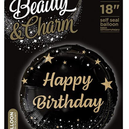 Happy Birthday Black fólia lufi 36 cm