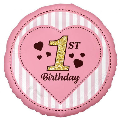 Első születésnap Pink fólia lufi 36 cm