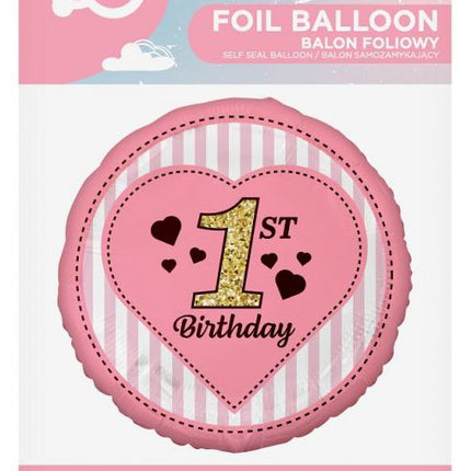 Első születésnap Pink fólia lufi 36 cm