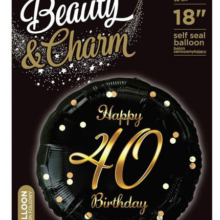 Happy Birthday 40 B&C Gold fólia lufi 36 cm