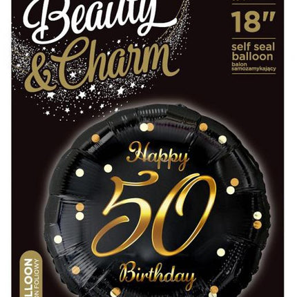 Happy Birthday 50 B&C Gold fólia lufi 36 cm