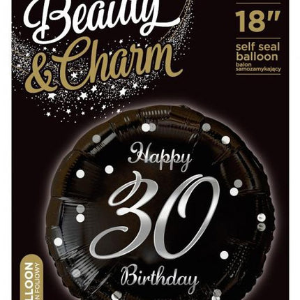Happy Birthday 30 B&C Silver fólia lufi 36 cm