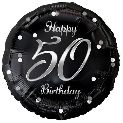 Happy Birthday 50 B&C Silver fólia lufi 36 cm