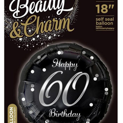 Happy Birthday 60 B&C Silver fólia lufi 36 cm