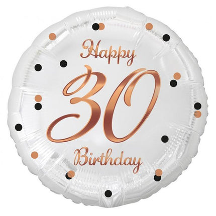 Happy Birthday 30 B&C White fólia lufi 36 cm
