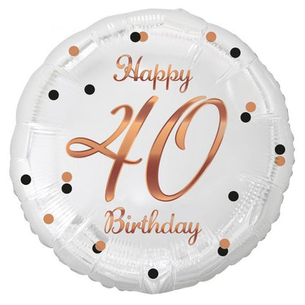 Happy Birthday 40 B&C White fólia lufi 36 cm