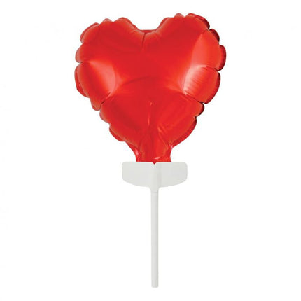 Piros szív Red  fólia lufi tortára 8 cm