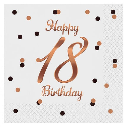 Happy Birthday 18 B&C White szalvéta 20 db-os 33x33 cm