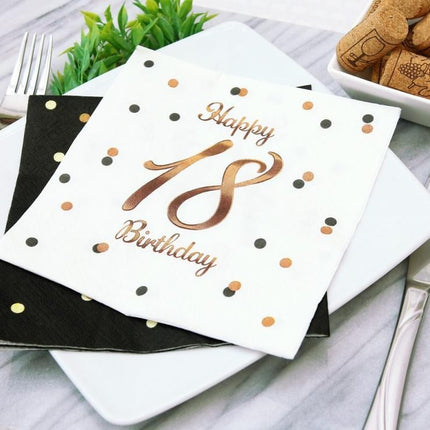 Happy Birthday 18 B&C White szalvéta 20 db-os 33x33 cm