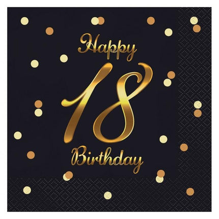 Happy Birthday 18 B&C Gold szalvéta 20 db-os 33x33 cm