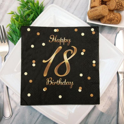 Happy Birthday 18 B&C Gold szalvéta 20 db-os 33x33 cm
