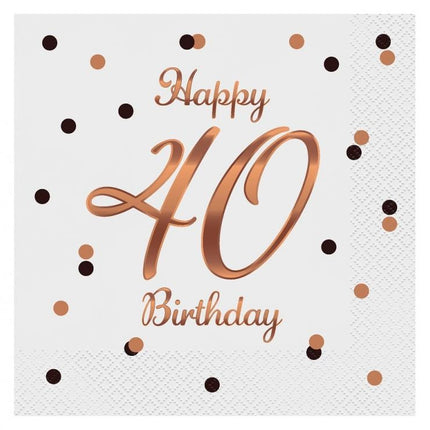 Happy Birthday 40 B&C White szalvéta 20 db-os 33x33 cm