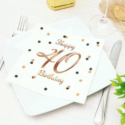 Happy Birthday 40 B&C White szalvéta 20 db-os 33x33 cm