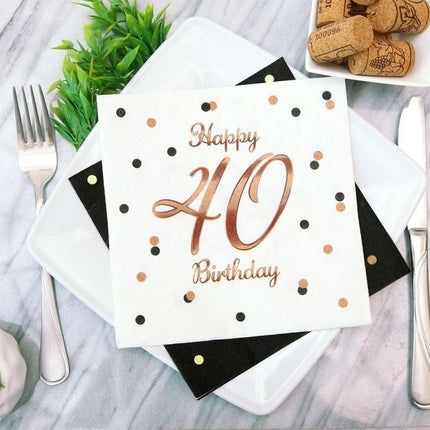 Happy Birthday 40 B&C White szalvéta 20 db-os 33x33 cm