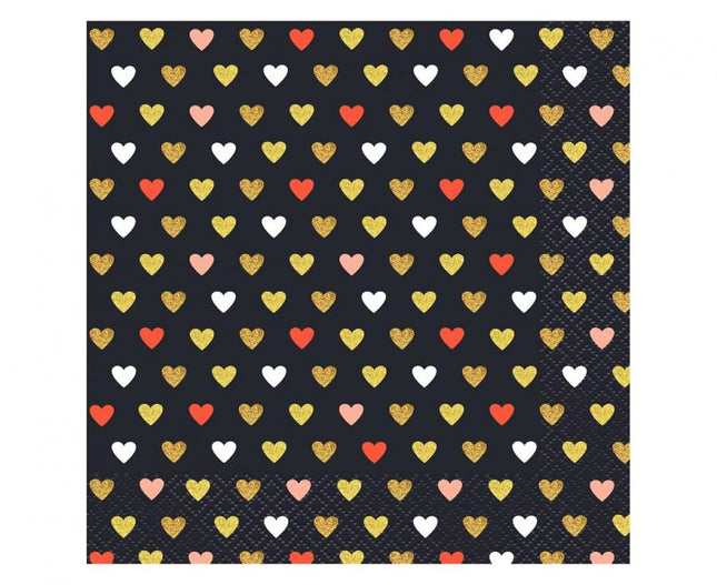 Szerelem XOXO Black szalvéta 20 db-os 33x33 cm