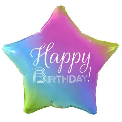 Szivárvány Happy Birthday Rainbow csillag fólia lufi 44 cm