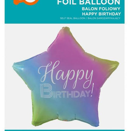 Szivárvány Happy Birthday Rainbow csillag fólia lufi 44 cm