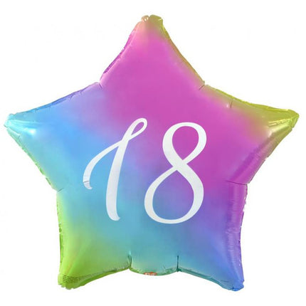 Szivárvány Happy Birthday 18 Rainbow csillag fólia lufi 44 cm
