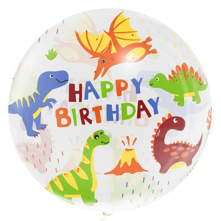 Dinoszaurusz Aqua Happy Birthday gömb fólia lufi 46 cm
