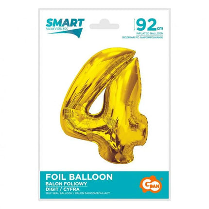 Arany 4-es Gold szám fólia lufi 92 cm