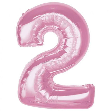 Rózsaszín 2-es Light Pink szám fólia lufi 92 cm