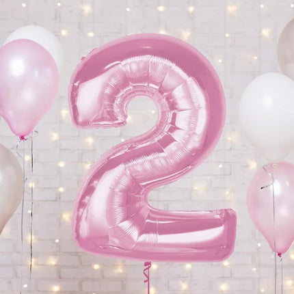 Rózsaszín 2-es Light Pink szám fólia lufi 92 cm