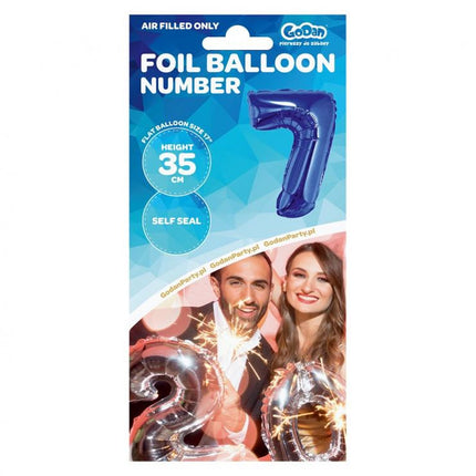 Kék Blue 7-es mini szám fólia lufi 35 cm
