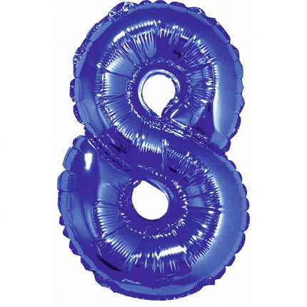 Kék Blue 8-as mini szám fólia lufi 35 cm