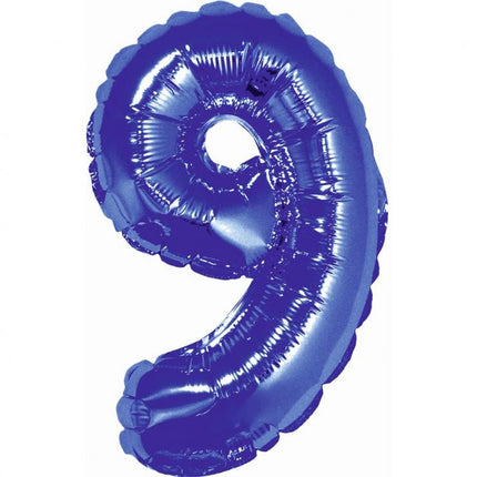Kék Blue 9-es mini szám fólia lufi 35 cm