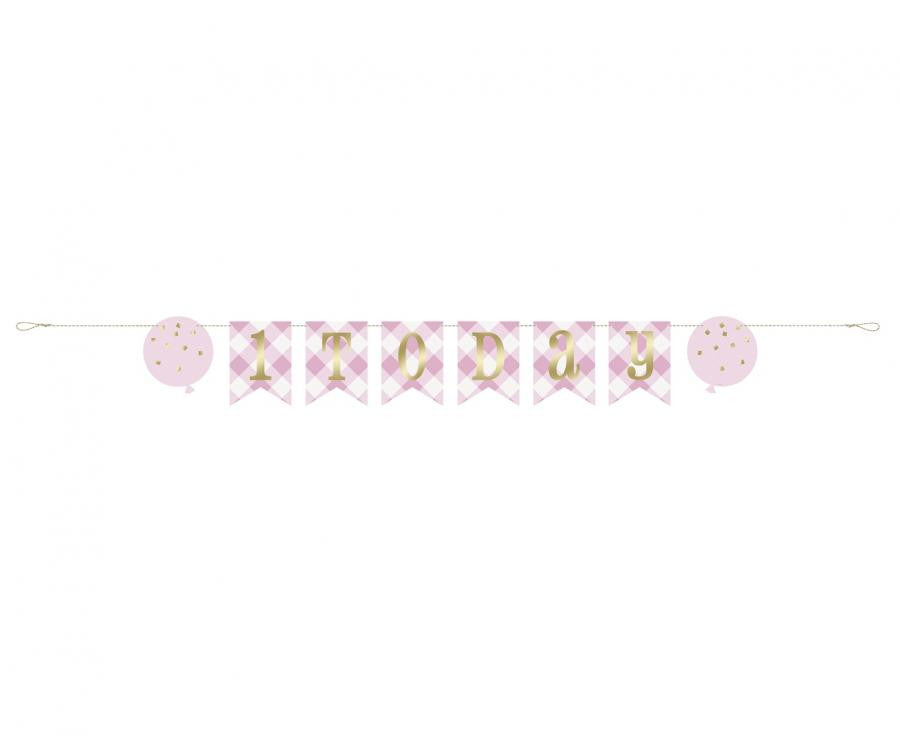 1st Birthday Pink, Első születésnap papír felirat 182 cm
