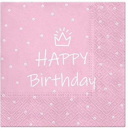 Happy Birthday Rózsaszín Light Pink szalvéta 20 db-os 33x33 cm