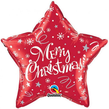 Merry Christmas Red Star, Karácsonyi fólia lufi 51 cm