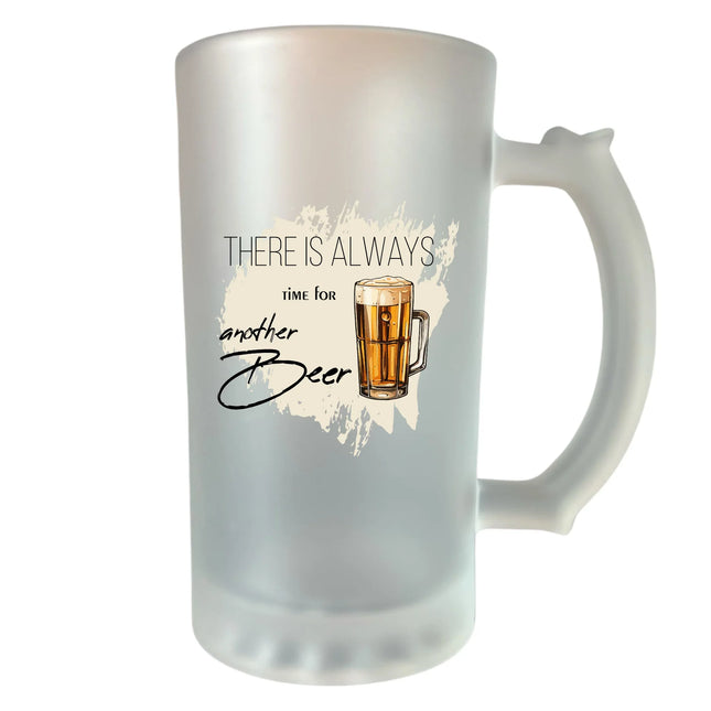 400 ml homokfújt söröskorsó „Mindig van idő egy újabb sörre” felirattal – vidám és egyedi ajándék