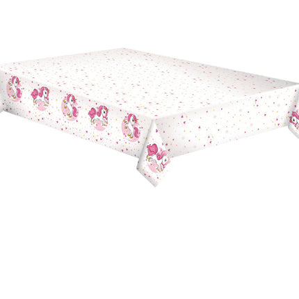 Unikornis Pink Heart papír asztalterítő 120x180 cm