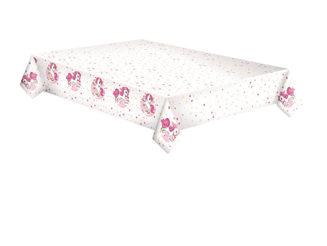 Unikornis Pink Heart papír asztalterítő 120x180 cm