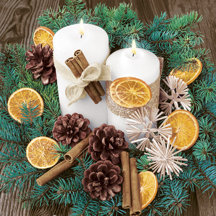 Karácsony White Candles Composition szalvéta 20 db-os 33x33 cm