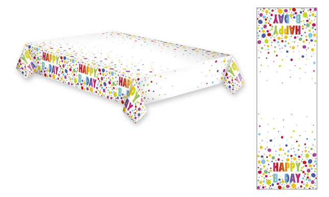 Happy Birthday Dots papír asztalterítő 120x180 cm