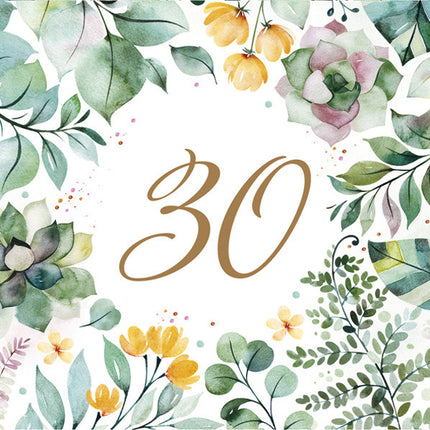 Happy Birthday 30 Floral Frame szalvéta 20 db-os 33x33 cm