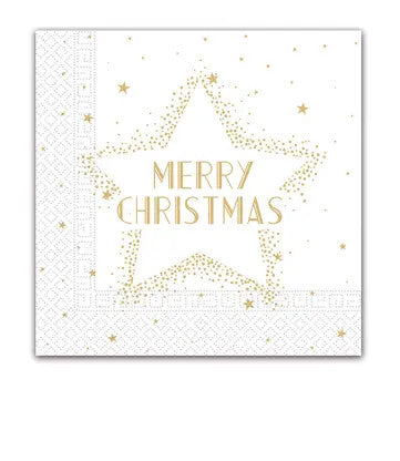 Karácsonyi Gold Merry Christmas Star szalvéta 20 db-os 33x33 cm