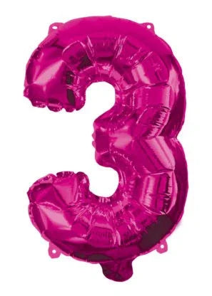 Rózsaszín Hot Pink 3-as szám fólia lufi 95 cm