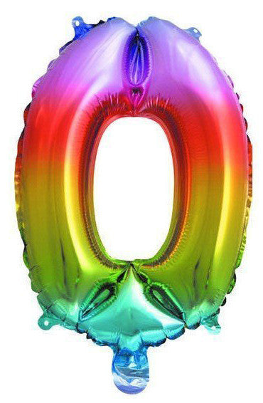 Színes Multicolour Metallic mini 0-ás szám fólia lufi 33 cm