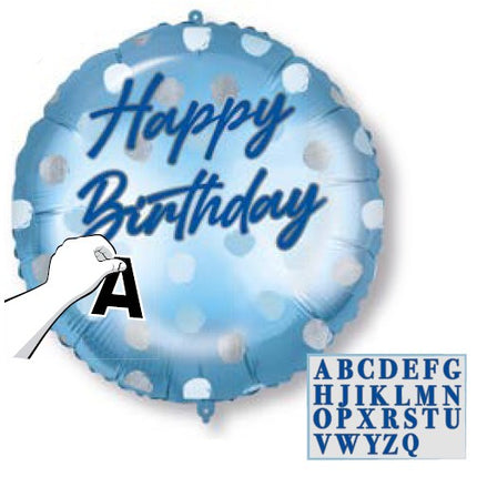 Happy Birthday Blue fólia lufi 46 cm személyre szabható