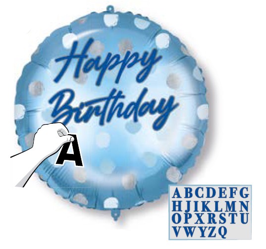 Happy Birthday Blue fólia lufi 46 cm személyre szabható